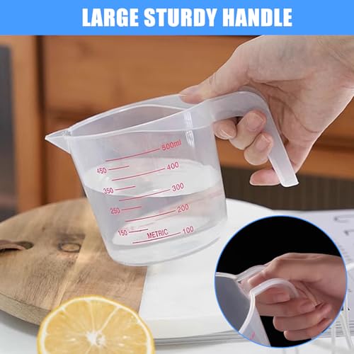 DTDNZKN 2 Pack Measuring Cup Set, Includes 250Ml (1-Cup), and 500Ml (2-Cup) Plastic Liquid Measuring Cups- Baking, Cooking, Mixing & Measuring Cups, Essential Kitchen Tools