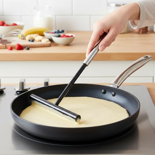 2Pcs Crepe Pan Maker Batter Spreader Spatula, Crepe Spreader and Spatula Set, Stainless Steel Crepe Spreader Tool, Cake Turner Kitchen Utensils With Hanging Hole
