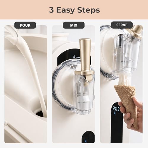 Whynter 7-in-1 Soft Serve Ice Cream and Slushy Machine, 1.6 Quarts, with Built-in Compressor, Self-Cleaning Mode, LCD Touch Control, and Adjustable Firmness, (Gold White)