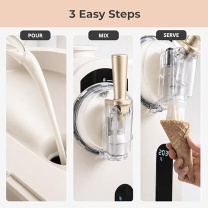 Whynter 7-in-1 Soft Serve Ice Cream and Slushy Machine, 1.6 Quarts, with Built-in Compressor, Self-Cleaning Mode, LCD Touch Control, and Adjustable Firmness, (Gold White)