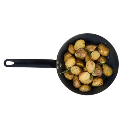 Restaurantware-Met Lux 9 Inch Fry Pan, 1 Lightweight Frying Pan - Induction-Ready, Triple-Riveted, Black Carbon Steel Cooking Skillet, Durable, For Searing, Sauteing, And Browning Food
