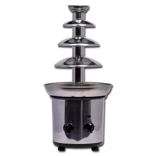 4 Tier Chocolate Fountain Machine, 110V Electric Chocolate Fountain Machine for Nacho Cheese, Commercial Stainless Steel Waterfall Chocolate Melting Machine with Knob Control for Parties & Wedding