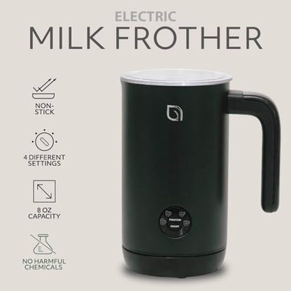 WILLOW Eco Series Milk Frother, 4 in 1 Milk Steamer, One Button Operation Hot and Cold Foam Maker 8.12oz/240ml Milk Warmer for Coffee & Latte, Made from 99% Recycled Plastics, 100% Non-Toxic