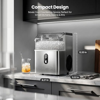 Crzoe Nugget Ice Maker Countertop, 35lbs/Day, Portable Pebble Ice Machine