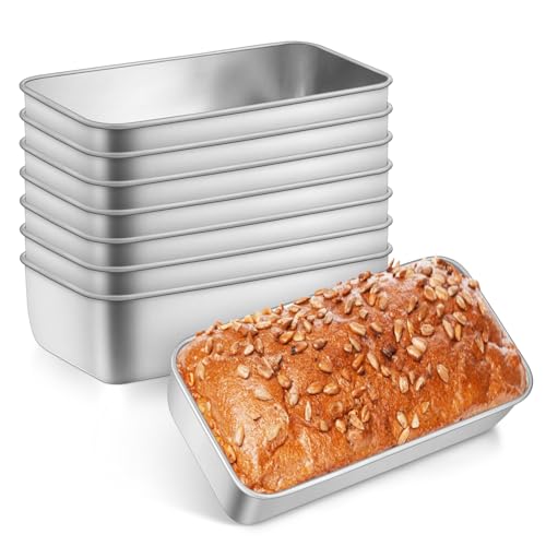 Leonyo 8 Pack Loaf Pans for Baking Bread, 9x5IN Stainless Steel Loaf Bread Pans Set for Homemade Meatloaf, Bananas, Brownies, Lasagnas, Dishwasher Oven Safe