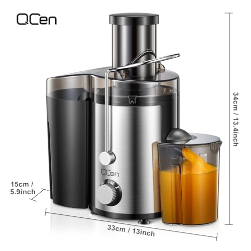 Juicer Machine, 800W Centrifugal Juicer Extractor with Wide Mouth for Fruit Vegetable, Easy to Clean, Stainless Steel, BPA-free (Black)