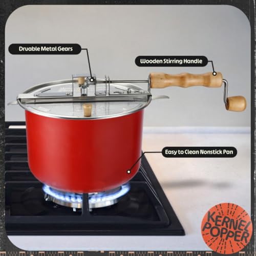 Great Northern Popcorn Stovetop Popcorn Maker, Red, 6.5-Quart