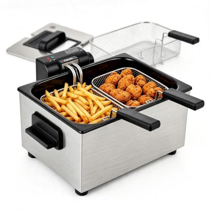 Pukomc Deep Fryer With Basket 4.5L Adjustable Temp,Removable Oil Container