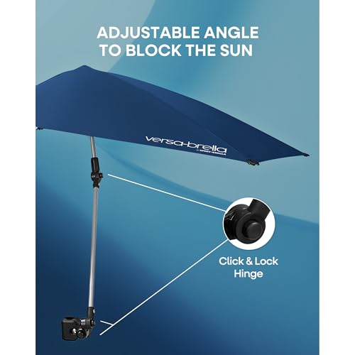 Sport-Brella Versa-Brella SPF 50+ Adjustable Umbrella with Universal Clamp, Regular, Gray