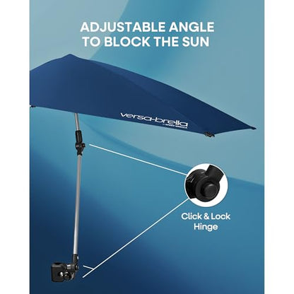 Sport-Brella Versa-Brella SPF 50+ Adjustable Umbrella with Universal Clamp, Regular, Gray