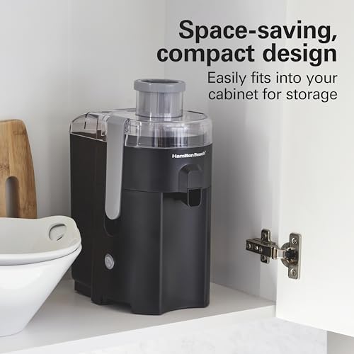Hamilton Beach HealthSmart Juicer Machine, Compact Centrifugal Extractor, 2.4” Feed Chute for Fruits and Vegetables, Easy to Clean, BPA Free, 400W, Black and Gray (67502)