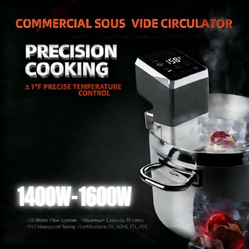 Commercial Sous Vide Precision Cooker 1400W | Fast-Heating Immersion Circulator | Thermal Sous Vide Machine with Accurate Temperature & Timer | IPX7 Waterproof | Quiet | For Restaurants & Home Kitchen