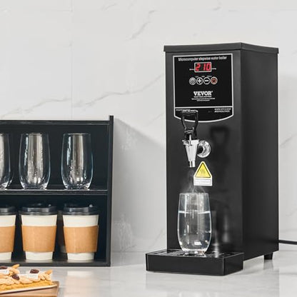 VEVOR Commercial Water Boiler, 10L Electric Hot Water Dispenser with 316 Stainless Steel Heating Tube, 1500W Step-by-step Fast Heating 50L/H Hot Water Boiler, for Coffee Tea Restaurant Office