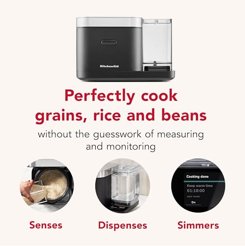 KitchenAid Grain and Rice Cooker 8 Cup with Automatically Sensing Integrated Scale + Water Tank, KGC3155, Black Matte