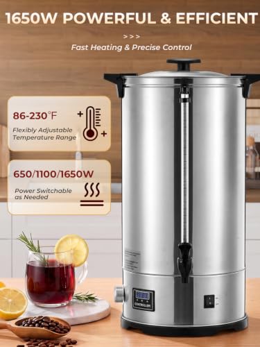 FOHERE 26.4QT Hot Water Dispenser，Canning Boiler With Rack