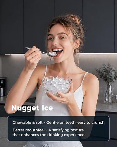 CyberChill Nugget Ice Makers Countertop Dispenser, 40lbs/Day Touch-Free Ice