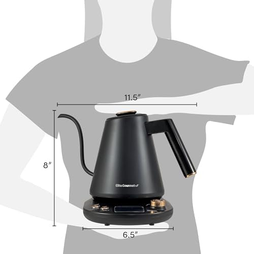 Elite Gourmet EKT3001 1L Digital Kettle, 304 Stainless Steel, Matte Black