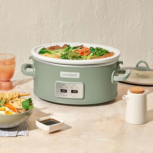 Crock-Pot Locking Lid 6qt Cook and Carry Programmable Slow Cooker Moonshine Green (Green)