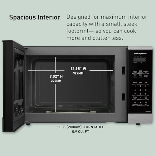 Panasonic Countertop Microwave Oven, 900W, 0.9 Cu. Ft., Sensor Cook and Reheat, 10 Power Levels, Auto Defrost, Keep Warm, Child Lock, Stainless Steel - NN-SB42QS