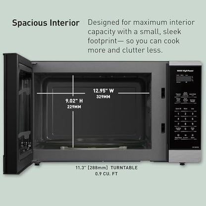 Panasonic Countertop Microwave Oven, 900W, 0.9 Cu. Ft., Sensor Cook and Reheat, 10 Power Levels, Auto Defrost, Keep Warm, Child Lock, Stainless Steel - NN-SB42QS
