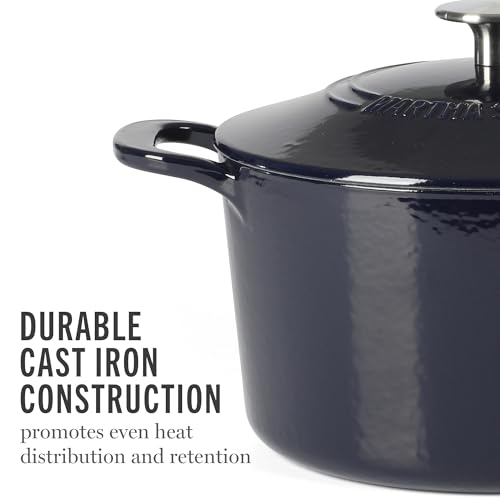 Martha Stewart Gatwick 4 Quart Enamel Cast Iron Dutch Oven - Navy Blue