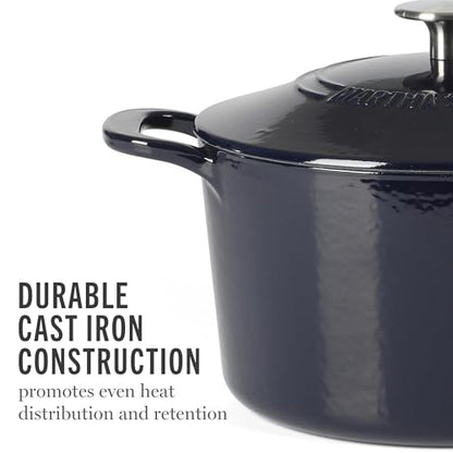 Martha Stewart Gatwick 4 Quart Enamel Cast Iron Dutch Oven - Navy Blue