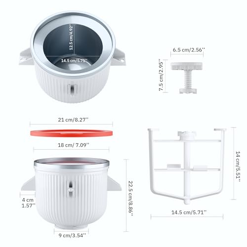 Ice Cream Maker Attachment for KitchenAid Stand Mixer, Ice Cream Bowl Compatible with 4.5Qt and Larger Stand Mixers, Ice Cream & Sorbet Gelato Maker Attachment, 2 Quart, White, With lid