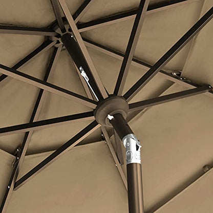 EliteShade USA 10-Year-Non-Fading 9ft 3-Tier Market Patio Umbrella, Commercial Grade Outdoor Table Umbrella with Crank Open, Windproof & UPF 50+ UV Protection, Heavy Duty Ventilation for Garden, Deck, Pool, Backyard, Beach & Bistro, Heather Beige