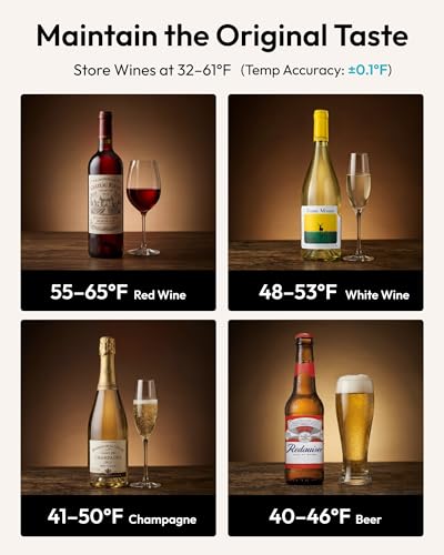 EUHOMY 45 Bottle Wine Cooler Refrigerator, Wine Fridge with Glass Door for Red, White and Champagne, Mini Fridge with Adjust Temperature for Home Kitchen Bar 4.5 Cu.ft, Black