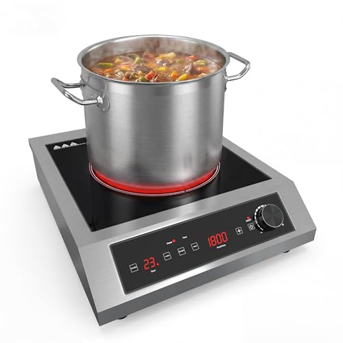 SUNVIVIPRO Commercial Induction Cooktop 1800W, Professional Electric Countertop Burner, 10 Power & 10 Temp Setting, Induction Hot Plate with Timer, Electric Stove with LED Screen, Black