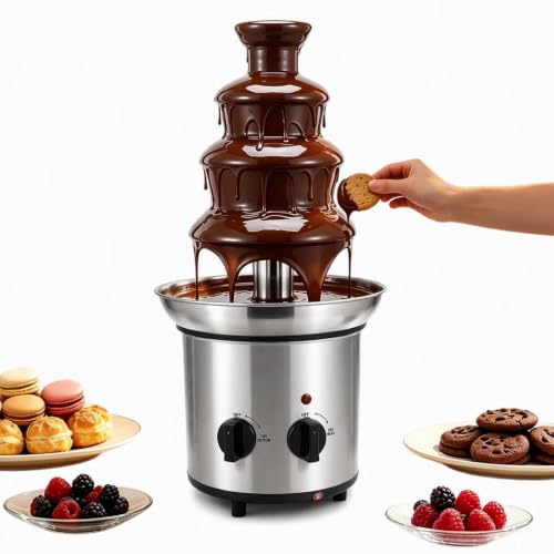 4 Tier Chocolate Fountain Machine, Electric Stainless Steel Fondue Fountain