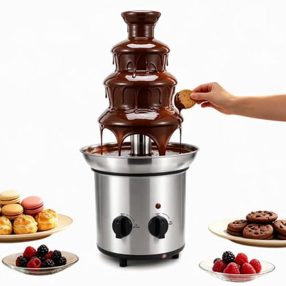 4 Tier Chocolate Fountain Machine, Electric Stainless Steel Fondue Fountain
