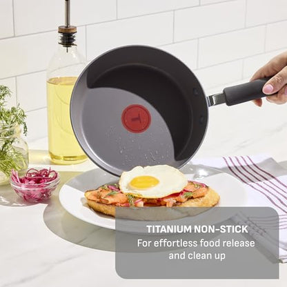T-Fal Ultimate Hard Anodized Nonstick 10 Piece Cookware Set, Oven Safe Up to 400°F, Dishwasher Safe, Pots and Pans Set, Includes Frying Pans, Saucepan, Stockpot, Cooking Utensils, Stone