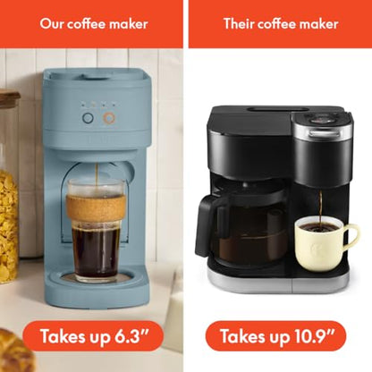 BELLA VersaBrew 2-in1 Coffee Maker, K-Cup compatible, Brew 3 Sizes Carafes & Single Serve Cups, Dishwasher Safe Reusable Filter & Filter Holder, Iced Coffee Function, 60oz Tank, Surf