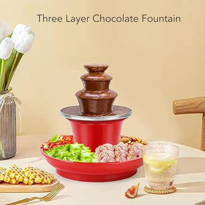 FOSA Chocolate Sauce Fountain Party Fountain, 3 Tier MINI Chocolate Sauce Fountain, Electric Melting Machine with High Capacity for BBQ Sauce,Ranch,Nacho Cheese