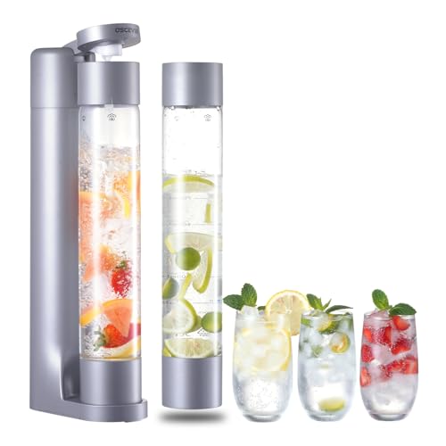 Sparkling Water Machine, Seltzer & Carbonator for Drinks, Soda Steaming Dispenser, Carbonator Machine with 2 BPA Free Bottles, Compatible with Screw-in 60L CO2 Cylinder(NOT Included), GREY