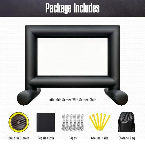 Sewinfla 14Ft Outdoor Inflatable Movie Projector Screen with Built-in Fan Supports Front and Rear Projection, Blow Up Movie Screen for Party, Easy to Set Up