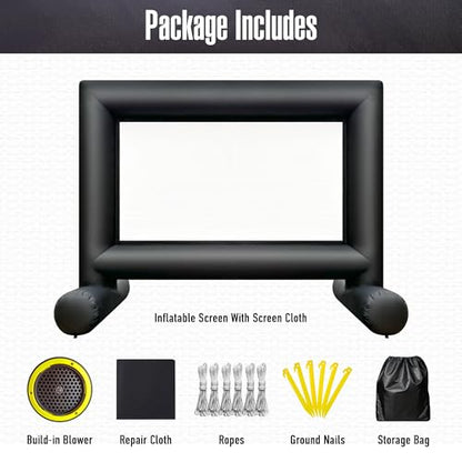 Sewinfla 14Ft Outdoor Inflatable Movie Projector Screen with Built-in Fan Supports Front and Rear Projection, Blow Up Movie Screen for Party, Easy to Set Up
