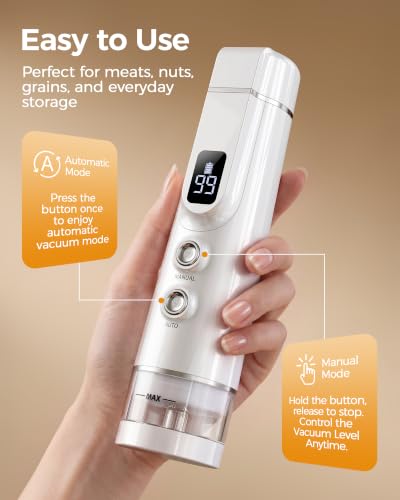 Synvox Vacuum Sealer for Food: 30 Reusable Bags & 20ml Tank