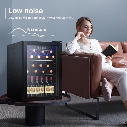 Antarctic Star Wine Cooler, Beverage Refrigerator, 16 Bottle Freestanding Quiet Wine Cellar Front Glass Door for Home and Bar, Digital Temp Control, 1.71 Cu.Ft.