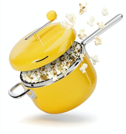 Popsmith Popcorn Popper in Butter - 6 Quart Stovetop Popcorn Machine - Stainless Steel Popcorn Maker Compatible with All Stovetops