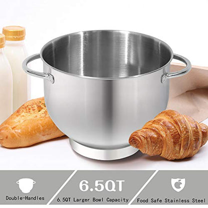 Aucma Stand Mixer,6.5-QT 660W 6-Speed Tilt-Head Food Mixer, Kitchen Electric Mixer with Dough Hook, Wire Whip & Beater (Black, 6.5QT)