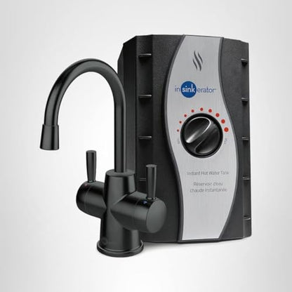 InSinkErator Stainless Steel Tank, HC250MBLK-SS HOT250 System, 2-Handle Drinking Faucet in Matte Black with 2/3-Gallon, Filter-Compatible Instant Hot/Cold Water Dispenser