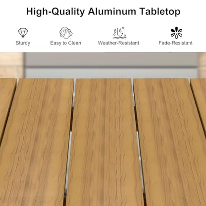 PURPLE LEAF 9 Pieces Patio Dining Set with Square Aluminum Table, Teak