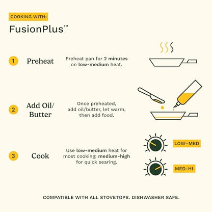 Cuisinart FusionPlus Hybrid Stainless Steel Cookware, 12-Inch Skillet with Helper Handle, PFAS-Free PURELYSEAR Ceramic Technology, Scratch Proof, Cool Grip Handles, Dishwasher Safe