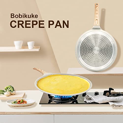Bobikuke 8 inch Crepe Pan, Nonstick Pan for Crepes Omelette Tortillas,White