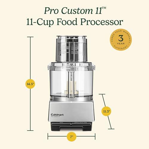Cuisinart Food Processor, Dishwasher Safe 11-Cup Food Processor with Slicing & Shredding Discs, Cuisinart Pro Custom 11 Stainless Steel Electric Chopper & Kitchen Food Processor, Chrome, DLC-8SBCYP1