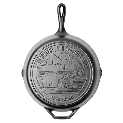 Lodge 12 Inch Cast Iron Skillet – Pre-Seasoned Frying Pan with Teardrop Handle – Oven, Stovetop, Grill & Campfire Use – Made in USA – Non-Toxic, Even-Heating Cookware – 250th Anniversary Logo