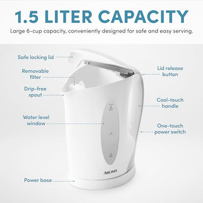 AROMA® 1.5L / 6-Cup Electric Tea Kettle