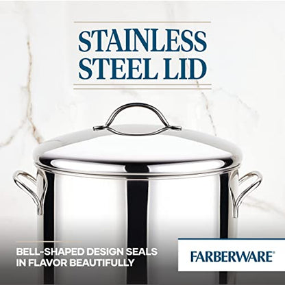 Farberware Classic Series Large Stainless Steel Induction 16 Quart Stock Pot with Lid